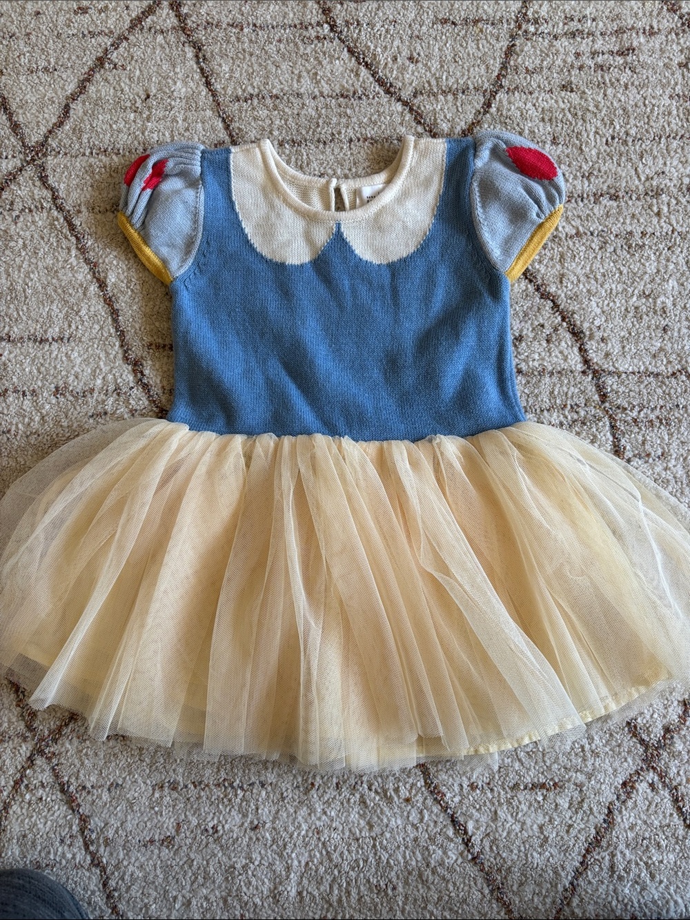 Snow White Blue Knit Top Cream Tulle Skirt Dress